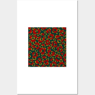 red and mustard cheetah print Posters and Art